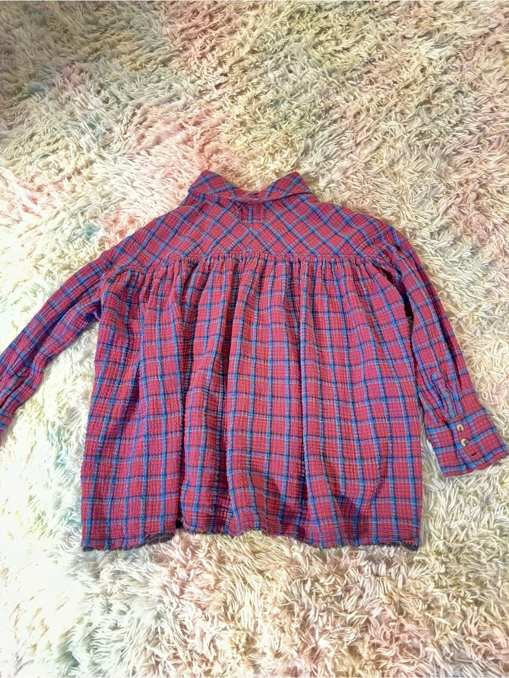 Free People We The Free Cardiff Plaid Button Down Shirt Size Medium